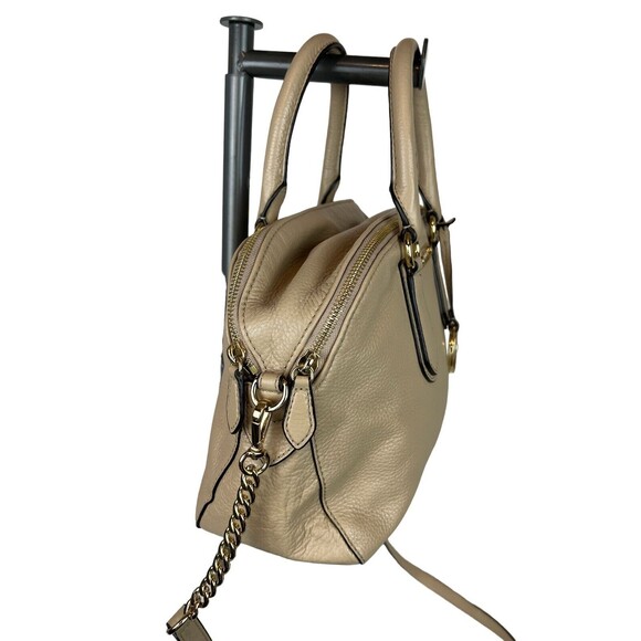 Michael Kors Satchel Handbag w Crossbody Chain Strap  Light Tan Leather - Picture 3 of 16